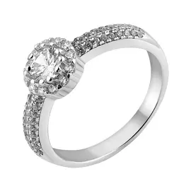 Кольцо из серебра с фианитами с родированием И1-464-23-01