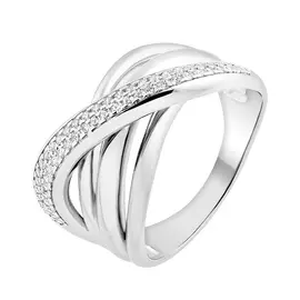 Кольцо из серебра с фианитами с родированием И1-490-23-01