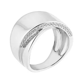 Кольцо из серебра с фианитами с родированием И1-497-23-01