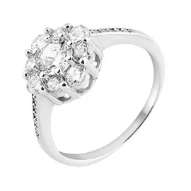 Кольцо из серебра с фианитами с родированием И1-513-23-01