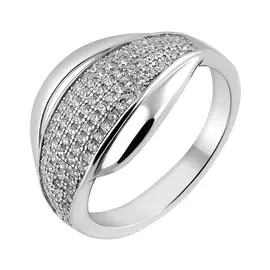 Кольцо из серебра с фианитами с родированием И1-625-23-01