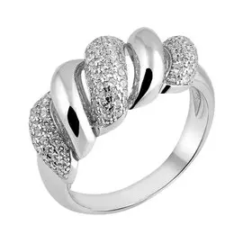 Кольцо из серебра с фианитами с родированием И1-627-23-01