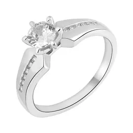 Кольцо из серебра с фианитами с родированием И1-629-23-01