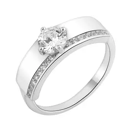 Кольцо из серебра с фианитами с родированием И1-631-23-01