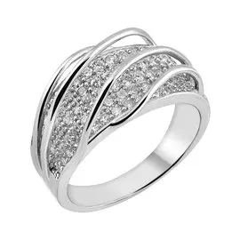 Кольцо из серебра с фианитами с родированием И1-669-23-01