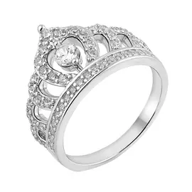 Кольцо из серебра с фианитами с родированием И1-706-23-01