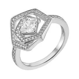 Кольцо из серебра с фианитами с родированием И1-845-23-01