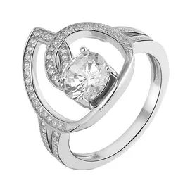 Кольцо из серебра с фианитами с родированием И1-846-23-01