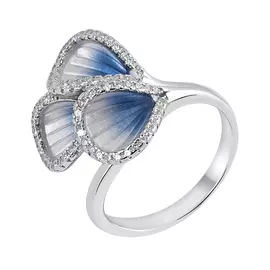 Кольцо из серебра с фианитами с родированием И1-865-23-01