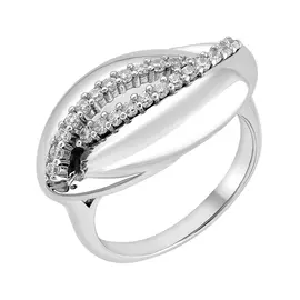 Кольцо из серебра с фианитами с родированием И1-937-23-01