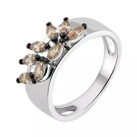 Кольцо из серебра с фианитами с родированием И1-950-23-61