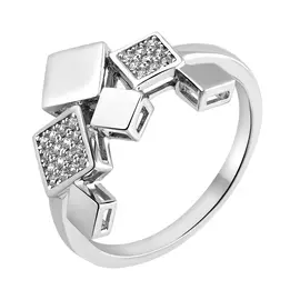 Кольцо из серебра с фианитами с родированием И1-951-23-01