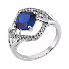 Кольцо из серебра с фианитами с родированием RS01338A1