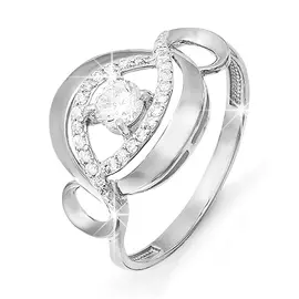 Кольцо из серебра с фианитами с родированием с112290