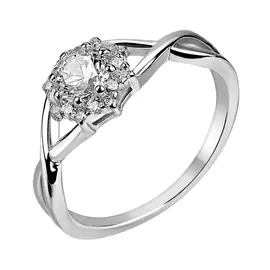 Кольцо из серебра с фианитами с родированием SR0176501