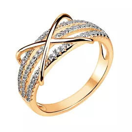 Кольцо из серебра с фианитами с родированием SR0184902