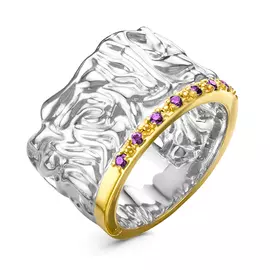 Кольцо из серебра с фианитами swarovski с позолотой R-0219W6