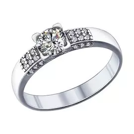 Кольцо из серебра с фианитами swarovski с родированием 89010019