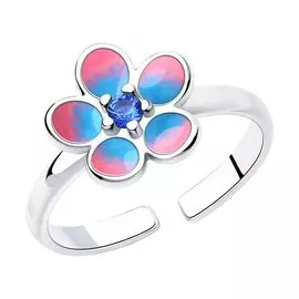 Кольцо из серебра с фианитом и эмалью 94013129