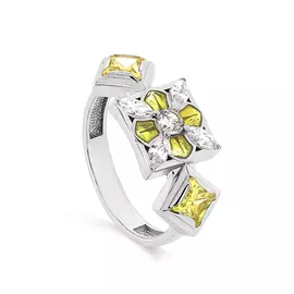 Кольцо из серебра с фианитом и эмалью с родированием 11-319-0112