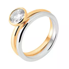 Кольцо из серебра с фианитом с позолотой и родированием И1-724-26-01