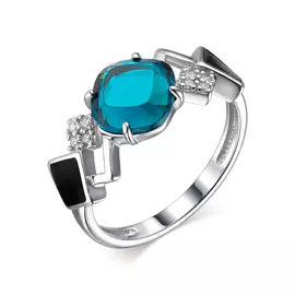 Кольцо из серебра с фианитом с родированием 01-1937/ЮСТЛ-00