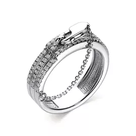 Кольцо из серебра с фианитом с родированием 01-2047/00КЦ-00