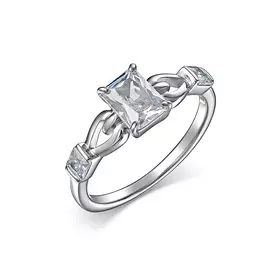 Кольцо из серебра с фианитом с родированием 01-2183/00КЦ-00