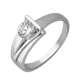 Кольцо из серебра с фианитом с родированием 11-0170-23-01