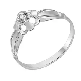 Кольцо из серебра с фианитом с родированием 11-0394-23-01