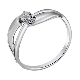 Кольцо из серебра с фианитом с родированием 11-0411-23-01