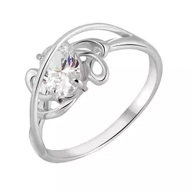 Кольцо из серебра с фианитом с родированием 11-0483-23-01