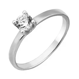 Кольцо из серебра с фианитом с родированием 11-0625-23-01