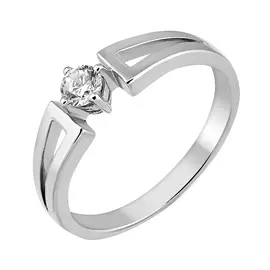 Кольцо из серебра с фианитом с родированием 11-0784-23-01