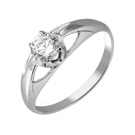 Кольцо из серебра с фианитом с родированием 11-0795-23-01