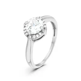 Кольцо из серебра с фианитом с родированием 401012-806р