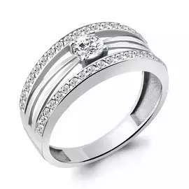 Кольцо из серебра с фианитом с родированием 67225А.5