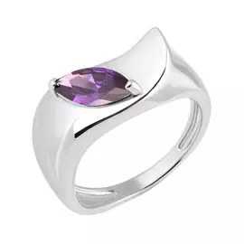 Кольцо из серебра с фианитом с родированием И1-096-23-67