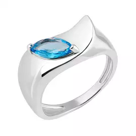 Кольцо из серебра с фианитом с родированием И1-096-23-70