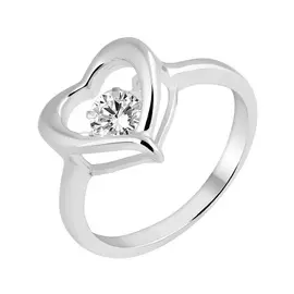 Кольцо из серебра с фианитом с родированием И1-400-23-01