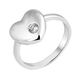 Кольцо из серебра с фианитом с родированием И1-408-23-01