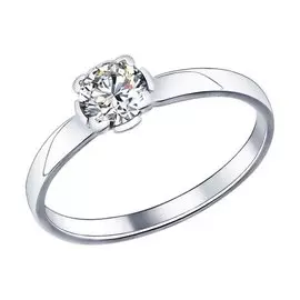 Кольцо из серебра с фианитом swarovski 89010010