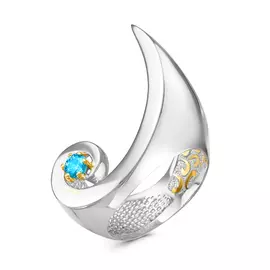 Кольцо из серебра с фианитом swarovski с позолотой R-0255W7