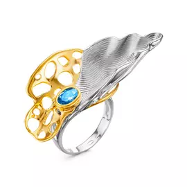 Кольцо из серебра с фианитом swarovski с позолотой R-0279W2