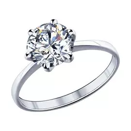 Кольцо из серебра с фианитом swarovski с родированием 89010003