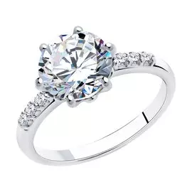 Кольцо из серебра с фианитом swarovski с родированием 89010012