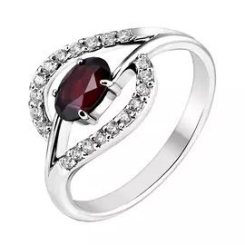 Кольцо из серебра с гранатом и фианитами 11-0965-23-08