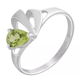 Кольцо из серебра с хризолитом с родированием 92011584