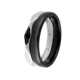 Кольцо из серебра с керамикой и куб. цирконием с родированием 0101037-0201000201