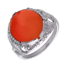 Кольцо из серебра с кораллом с родированием к1288